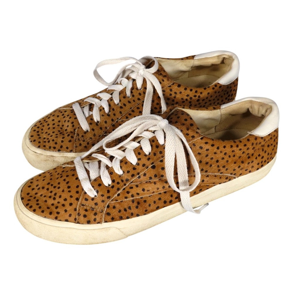 MADEWELL Sidewalk Spot Dot CALF HAIR LEATHER SNEAKERS Brown/Black Leopard SZ 10